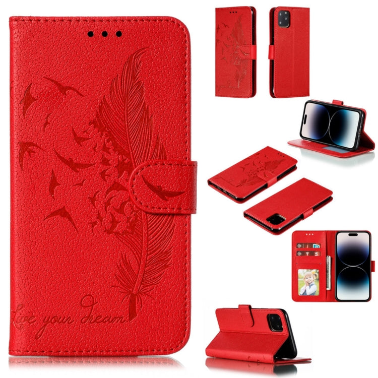 Feather Pattern Litchi Texture Leather Phone Case