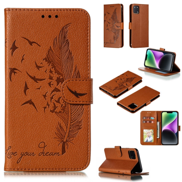 Feather Pattern Litchi Texture Leather Phone Case