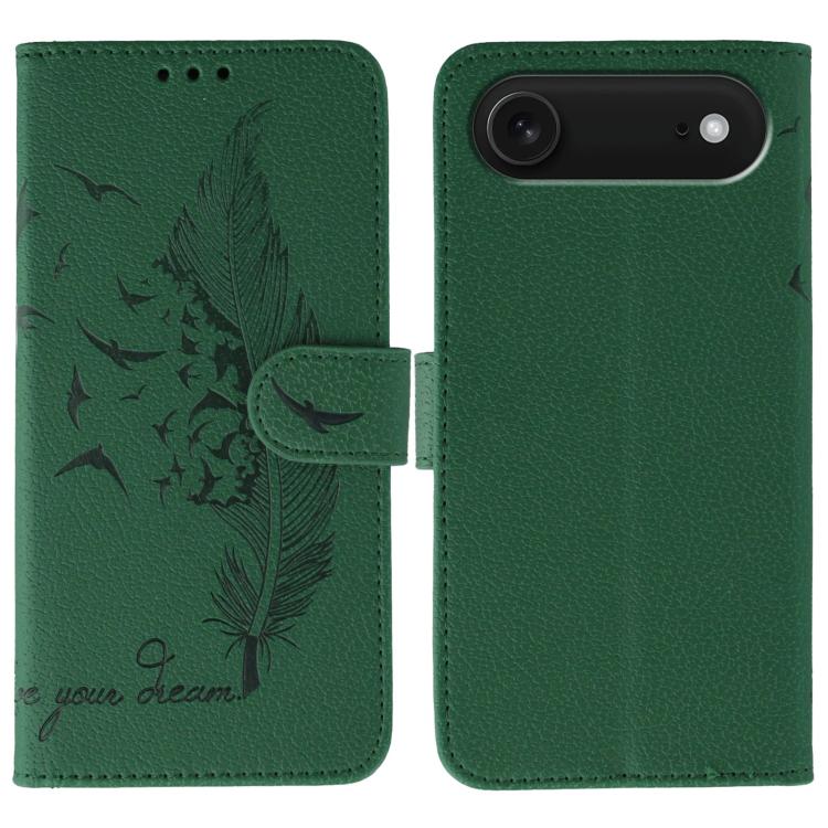 Feather Pattern Litchi Texture Leather Phone Case