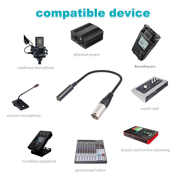 0.3m 6.35mm Female to XLR Male Microphone Audio Conversion Cable