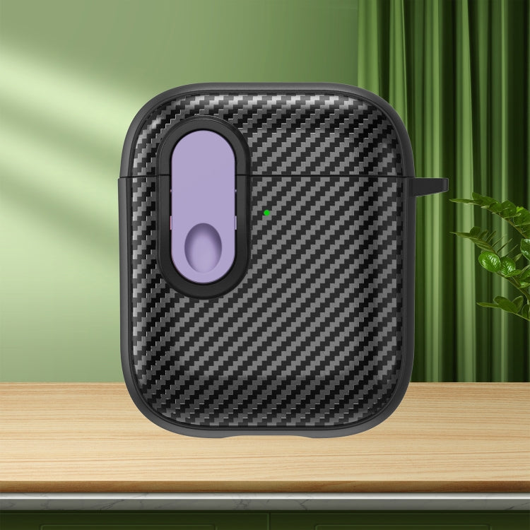 Carbon Fiber Texture Wireless Earphones Case with Security Lock