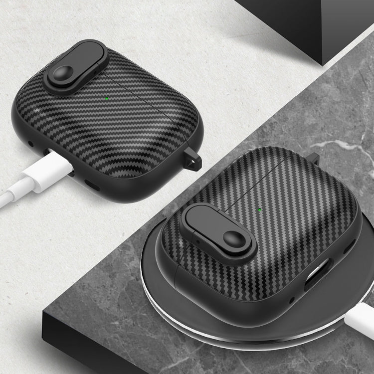 Carbon Fiber Texture Wireless Earphones Case with Security Lock