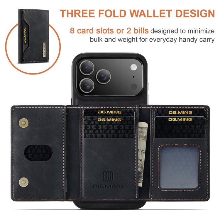DG.MING M2 Series 3-Fold Card Bag Wallet Leather Phone Case