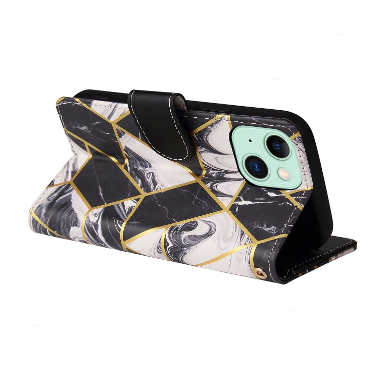 Marble Bronzing Stitching Leather Phone Case