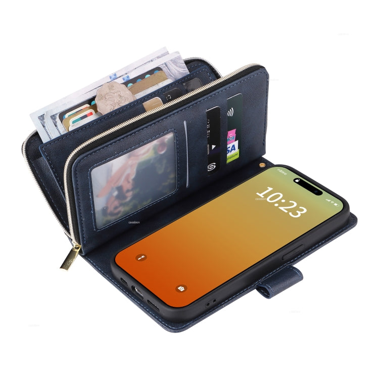9 Card Slots Zipper Wallet Bag Leather Phone Case