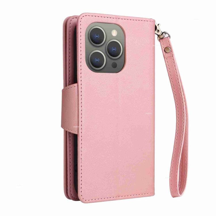 Rivet Buckle 9 Cards Three Fold Leather Phone Case