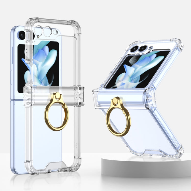 Gkk Airbag Hinge Silicone Phone Case with Ring Holder, For Samsung Galaxy Z Flip7 5G, For Samsung Galaxy Z Flip6 / Flip7 FE, For Samsung Galaxy Z Flip5