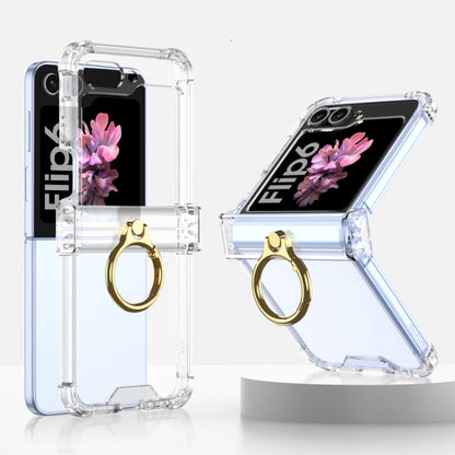 Gkk Airbag Hinge Silicone Phone Case with Ring Holder, For Samsung Galaxy Z Flip7 5G, For Samsung Galaxy Z Flip6 / Flip7 FE, For Samsung Galaxy Z Flip5