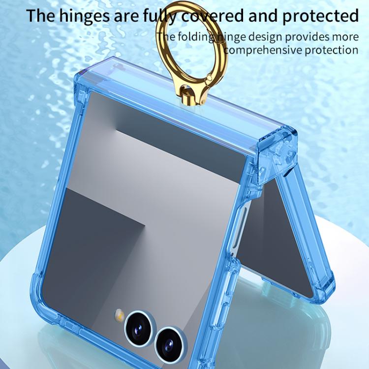 Gkk Airbag Hinge Silicone Phone Case with Ring Holder, For Samsung Galaxy Z Flip7 5G, For Samsung Galaxy Z Flip6 / Flip7 FE, For Samsung Galaxy Z Flip5