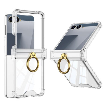 Gkk Airbag Hinge Silicone Phone Case with Ring Holder, For Samsung Galaxy Z Flip7 5G, For Samsung Galaxy Z Flip6 / Flip7 FE, For Samsung Galaxy Z Flip5