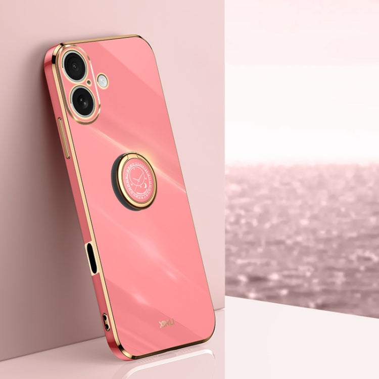 XINLI Straight Edge 6D Electroplate TPU Phone Case with Ring Holder