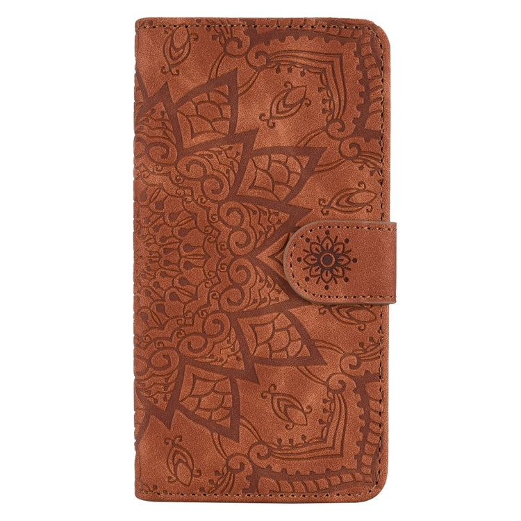 Mandala Embossed Dual-Fold Calf Leather Phone Case