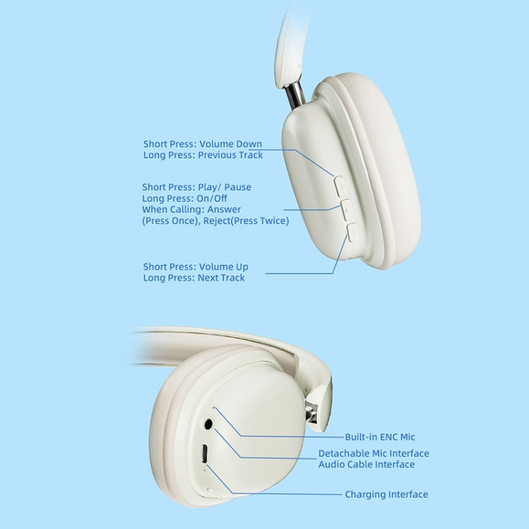 T1 Foldable Phone Audio ENC Noise Reduction Wireless Gaming Headphones with Mic