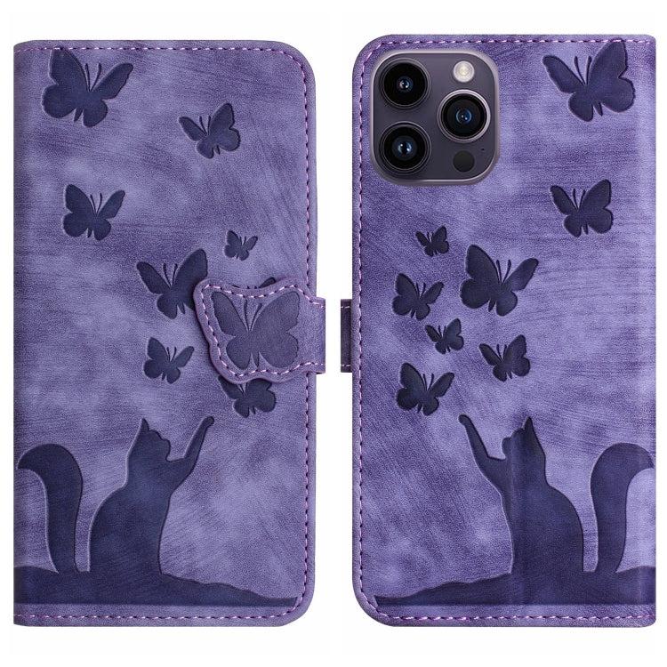 Butterfly Cat Embossing Flip Leather Phone Case