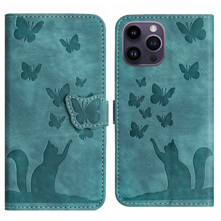 Butterfly Cat Embossing Flip Leather Phone Case