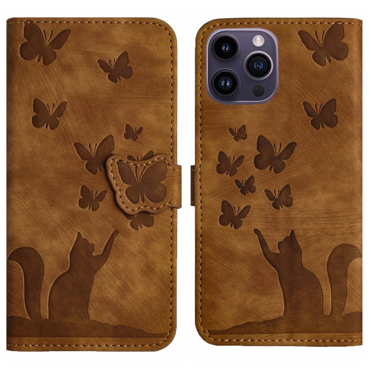 Butterfly Cat Embossing Flip Leather Phone Case