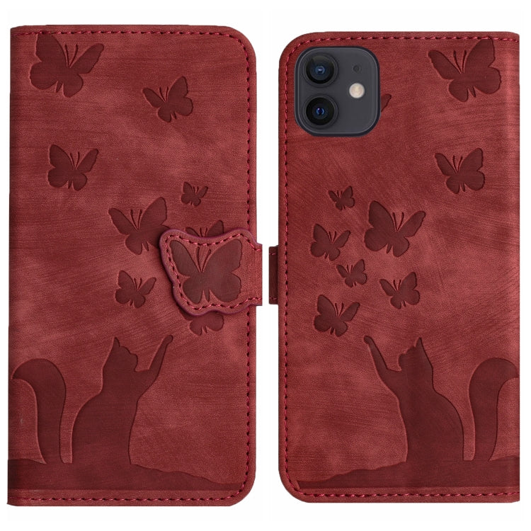 Butterfly Cat Embossing Flip Leather Phone Case