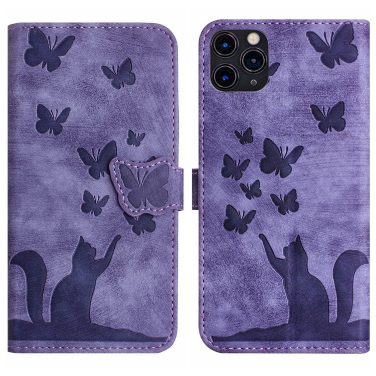 Butterfly Cat Embossing Flip Leather Phone Case