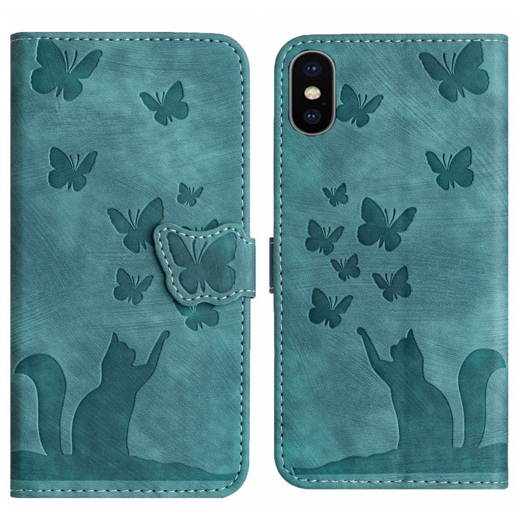 Butterfly Cat Embossing Flip Leather Phone Case