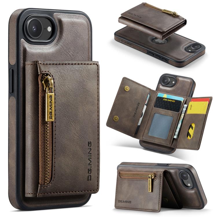 DG.MING M5 Series Zip RFID Multi Card Detachable Leather Phone Case