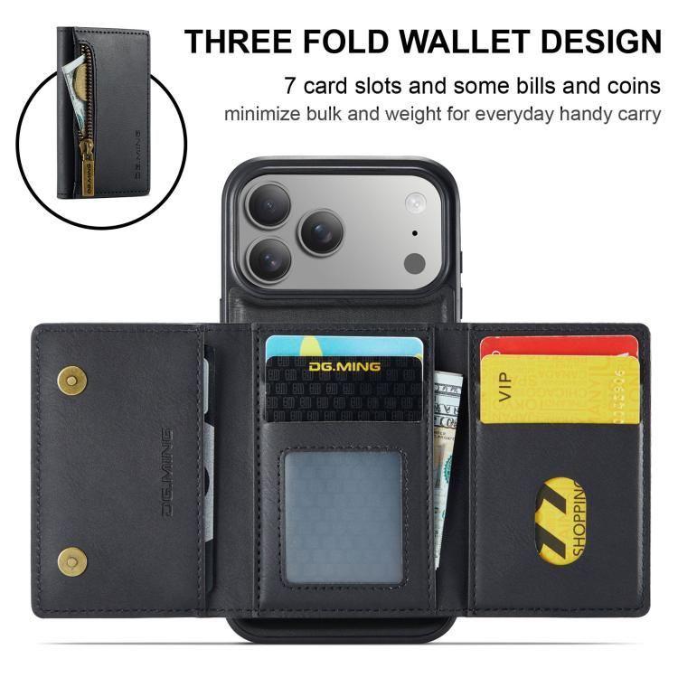 DG.MING M5 Series Zip RFID Multi Card Detachable Leather Phone Case