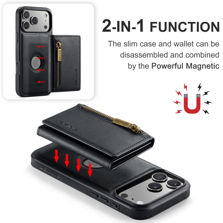 DG.MING M5 Series Zip RFID Multi Card Detachable Leather Phone Case