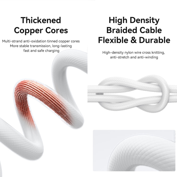 USAMS Type-C To 8 Pin Aluminum Alloy Clear LED 30W PD Fast Charge Data Cable, Length:1.2m