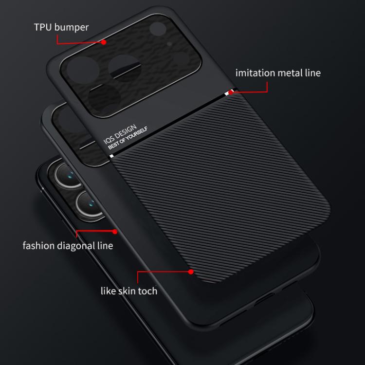 Classic Tilt Strip Grain Magnetic Shockproof PC + TPU Phone Case