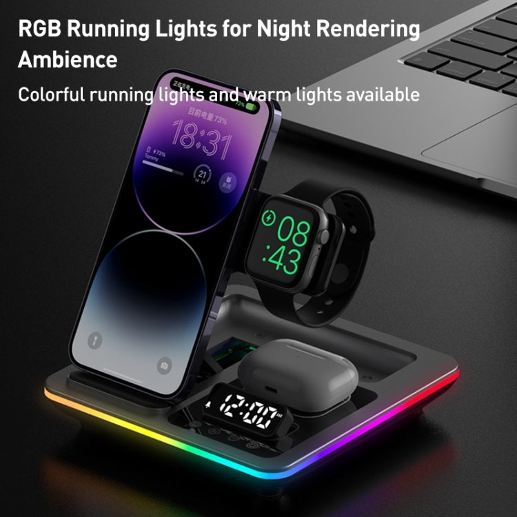 A93 15W 5 in 1 Multifunctional Foldable Wireless Charger Desktop Phone Stand