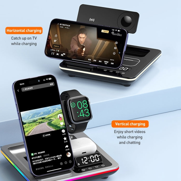 A93 15W 5 in 1 Multifunctional Foldable Wireless Charger Desktop Phone Stand