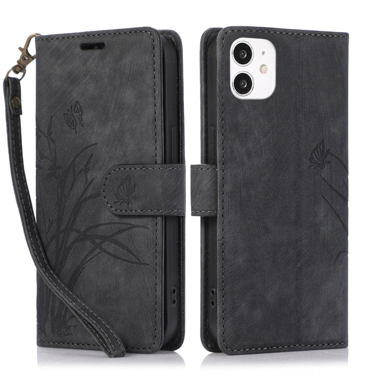Orchid Butterfly Embossed Leather Phone Case