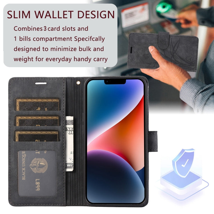 Orchid Butterfly Embossed Leather Phone Case