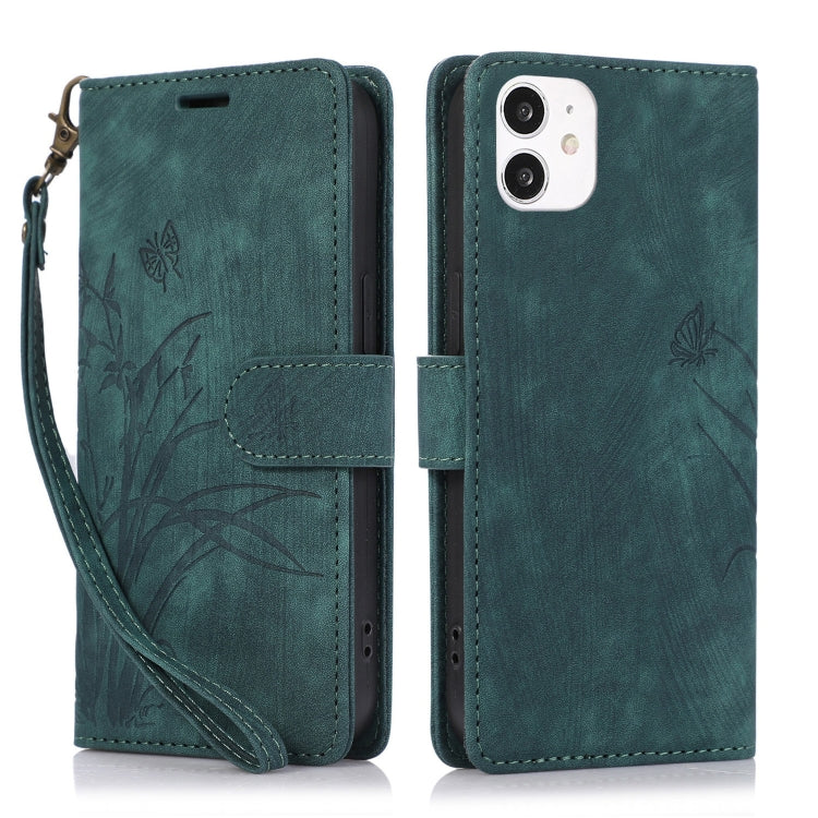 Orchid Butterfly Embossed Leather Phone Case