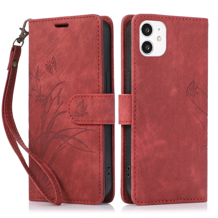 Orchid Butterfly Embossed Leather Phone Case