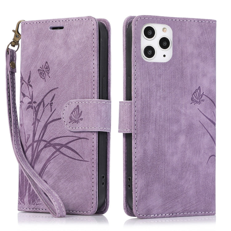 Orchid Butterfly Embossed Leather Phone Case