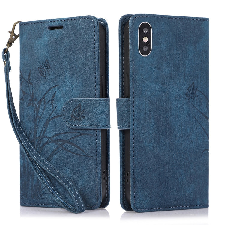 Orchid Butterfly Embossed Leather Phone Case