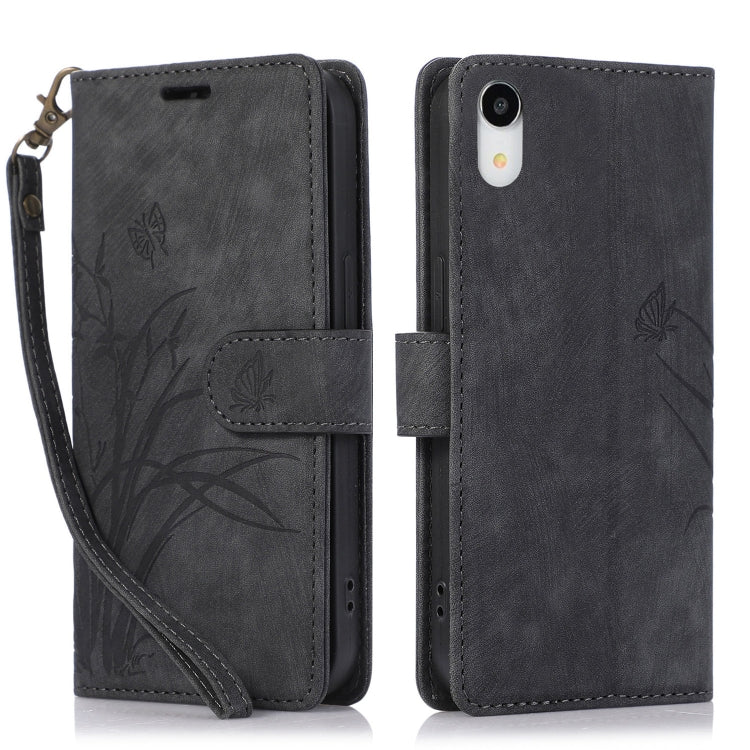 Orchid Butterfly Embossed Leather Phone Case