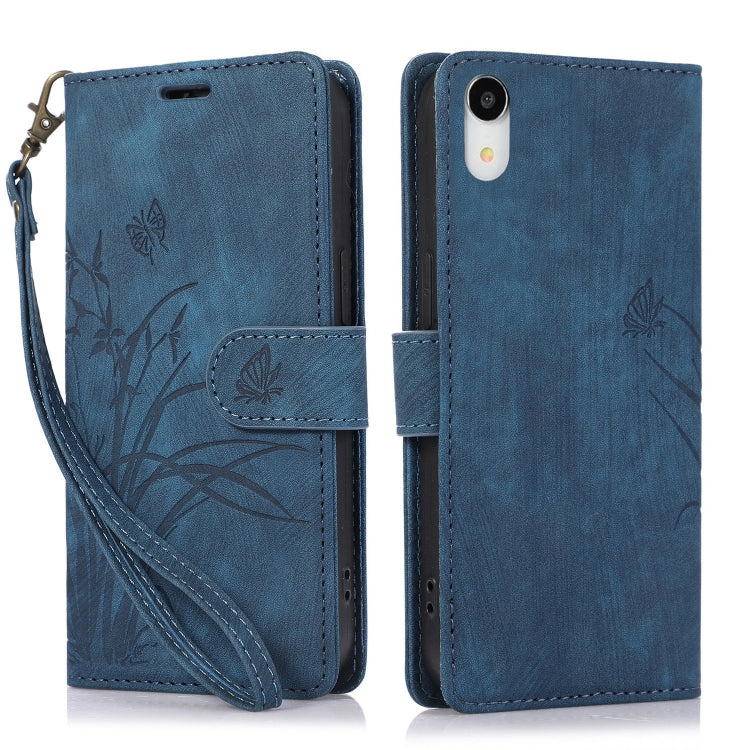 Orchid Butterfly Embossed Leather Phone Case