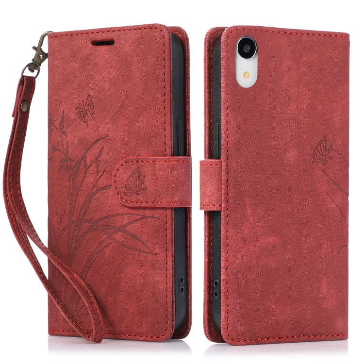Orchid Butterfly Embossed Leather Phone Case