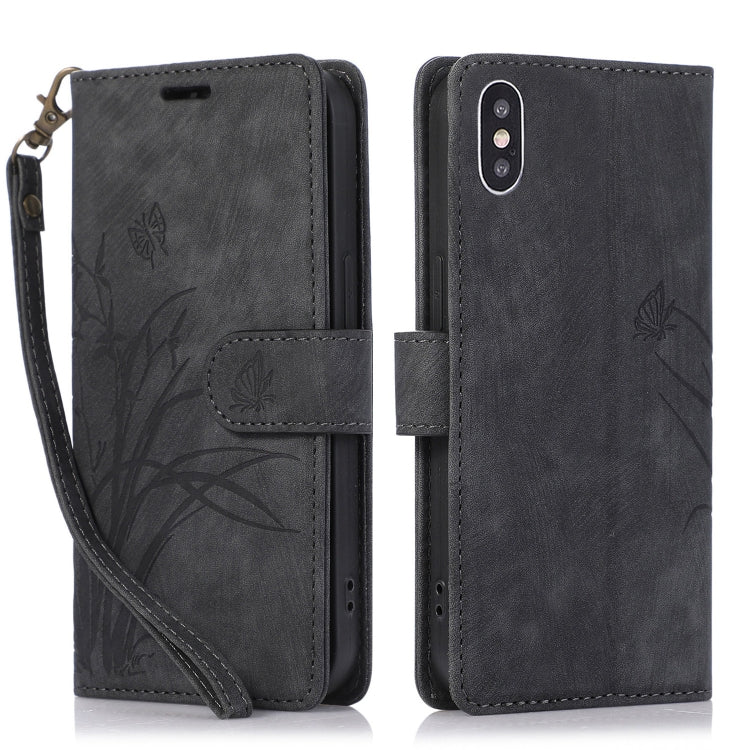 Orchid Butterfly Embossed Leather Phone Case