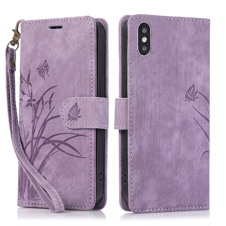 Orchid Butterfly Embossed Leather Phone Case