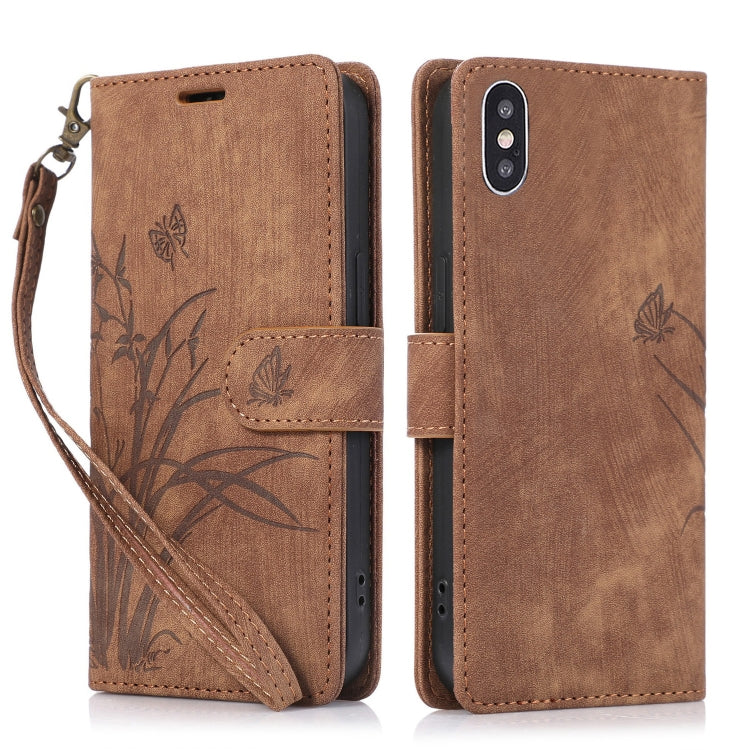 Orchid Butterfly Embossed Leather Phone Case