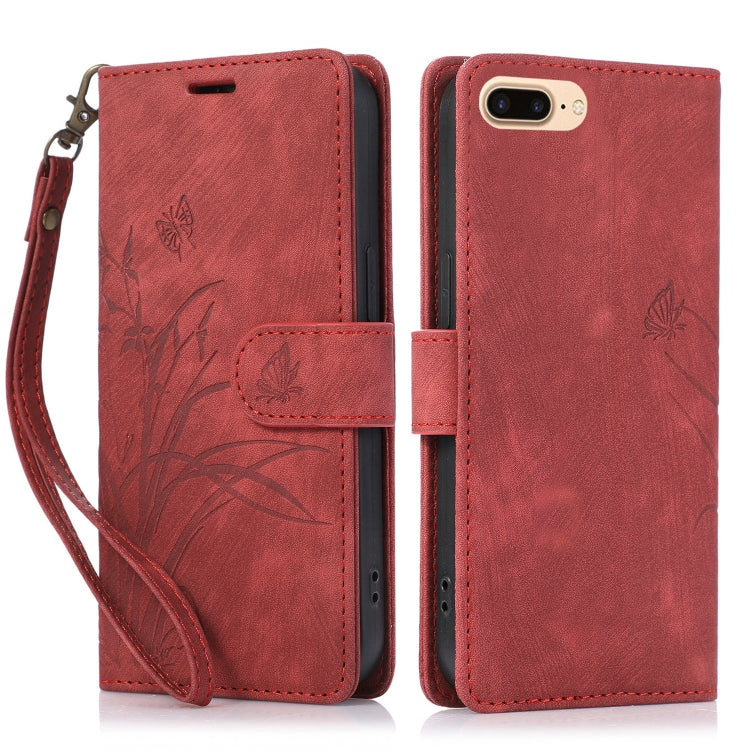 Orchid Butterfly Embossed Leather Phone Case