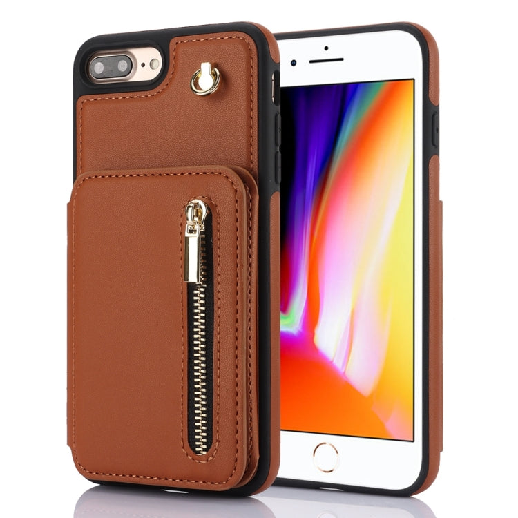 YM006 Skin Feel Zipper Card Bag Phone Case with Dual Lanyard
