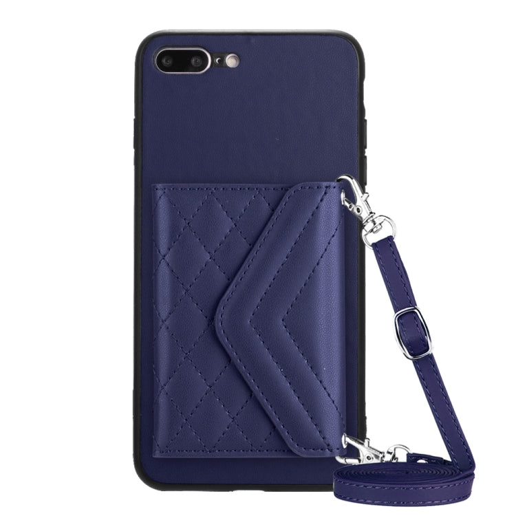 Rhombic Texture Card Bag RFID Phone Case with Long Lanyard