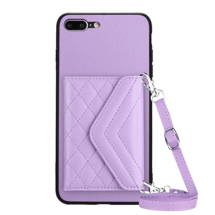 Rhombic Texture Card Bag RFID Phone Case with Long Lanyard