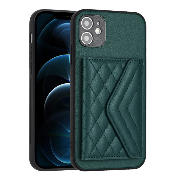 Rhombic Texture Card Bag RFID Phone Case with Long Lanyard