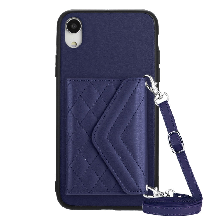 Rhombic Texture Card Bag RFID Phone Case with Long Lanyard