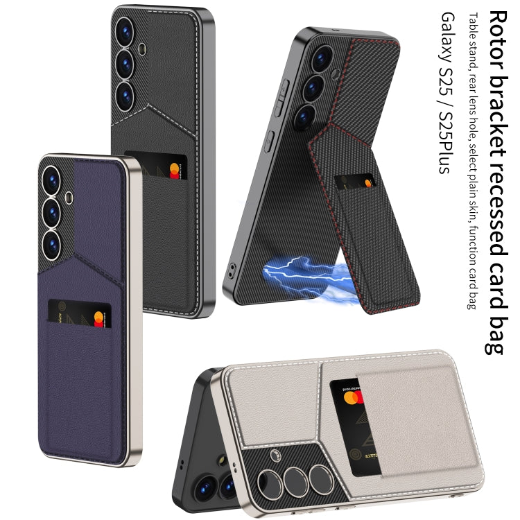GKK Rotor Bracket Recessed Card Bag Full Coverage Phone Case, For Samsung Galaxy S25 5G, For Samsung Galaxy S25+ 5G, For Samsung Galaxy S25 Ultra 5G, For Samsung Galaxy S24 Ultra 5G, For Samsung Galaxy S23 Ultra 5G