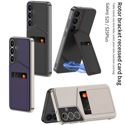 GKK Rotor Bracket Recessed Card Bag Full Coverage Phone Case, For Samsung Galaxy S25 5G, For Samsung Galaxy S25+ 5G, For Samsung Galaxy S25 Ultra 5G, For Samsung Galaxy S24 Ultra 5G, For Samsung Galaxy S23 Ultra 5G